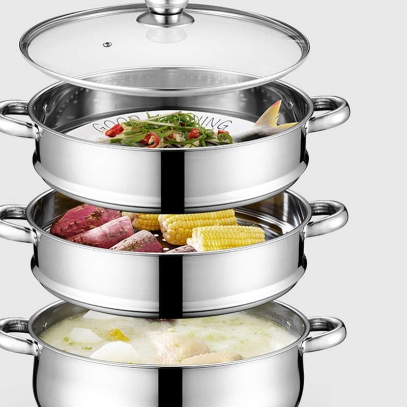 Steamer Pot Stainless Steel Steamer Pot, 5 Tier Stockpot Steaming Cookware Vegetable Dumpling Steaming Pot for Home Kitchen (28CM) Cooking Pot - Image 3