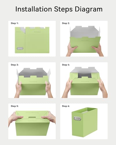 Oterri Cardboard File Organizer Box for Hanging File Folders Letter Size,File Box for Computer Desk,File Cabinet,Working Home,Office,Classroom(Green, Letter Size - 2 Packs) - Image 5