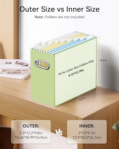 Oterri Cardboard File Organizer Box for Hanging File Folders Letter Size,File Box for Computer Desk,File Cabinet,Working Home,Office,Classroom(Green, Letter Size - 2 Packs) - Image 2