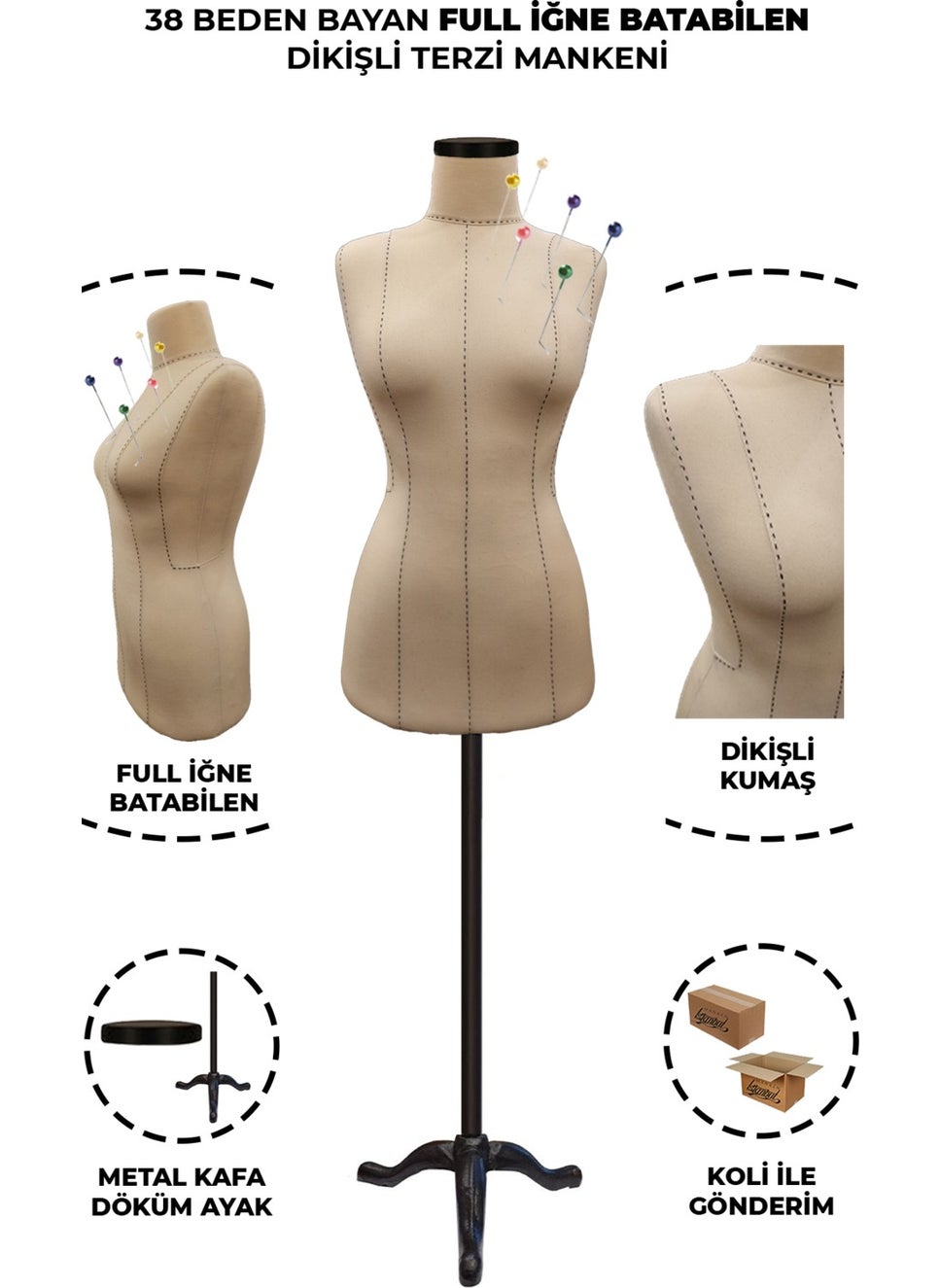 Manken İstanbul - Mannequin Istanbul High Quality Special Punto Stitched 38 Size Full Needle Penetrating Tailor Mannequin - Image 1