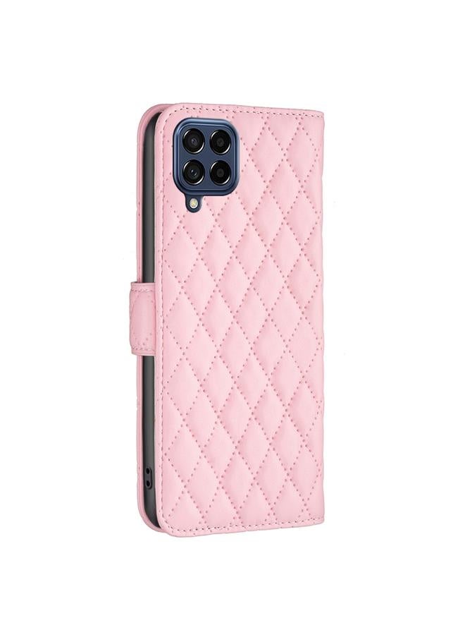 S-TOP Case For Samsung Galaxy M53 5G Diamond Lattice Wallet Leather Flip Phone Case - Image 3