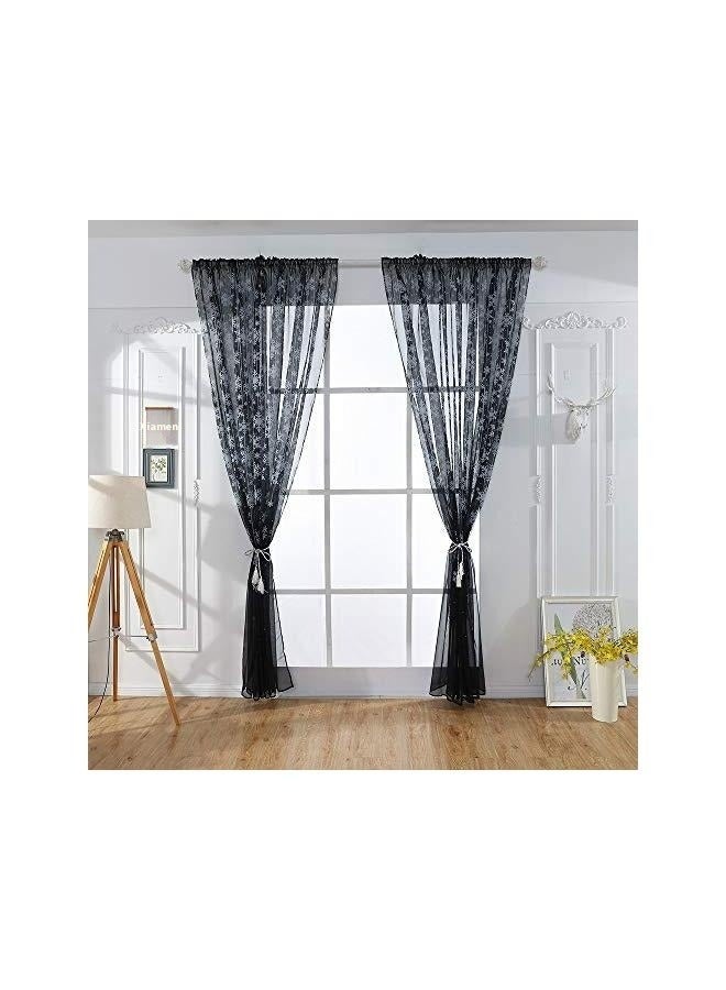 Sheer Curtain Length 2 Panel,Snowflake Texture Semi Sheer Curtains,Light Filtering Voile Lace Curtains - Image 3