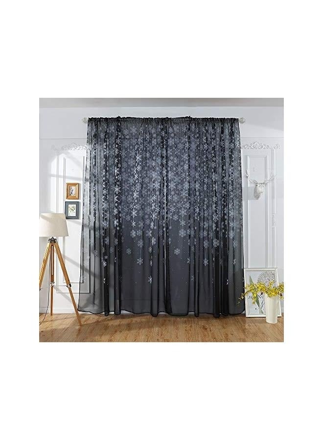 Sheer Curtain Length 2 Panel,Snowflake Texture Semi Sheer Curtains,Light Filtering Voile Lace Curtains - Image 4