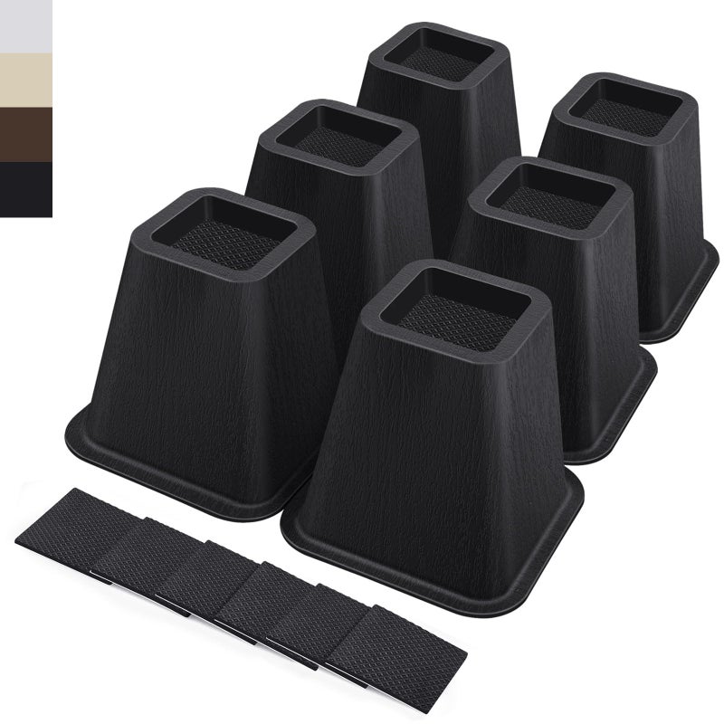 ANNKUT 6 Inch Heavy Duty Bed Risers Furniture Risers for Desk Chair Table or Sofa Couch Lift Risers Supports up to 2200 lbs per Leg6 Pack Black