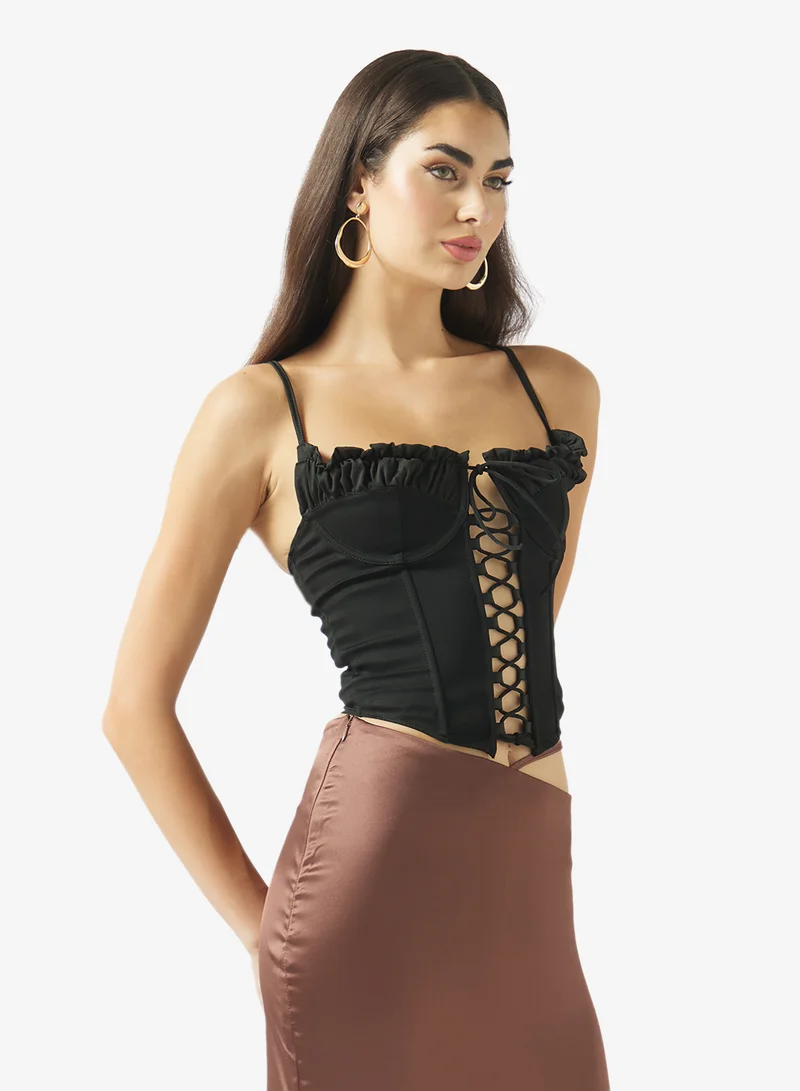 Ginger Strappy Corset Lace Up Top