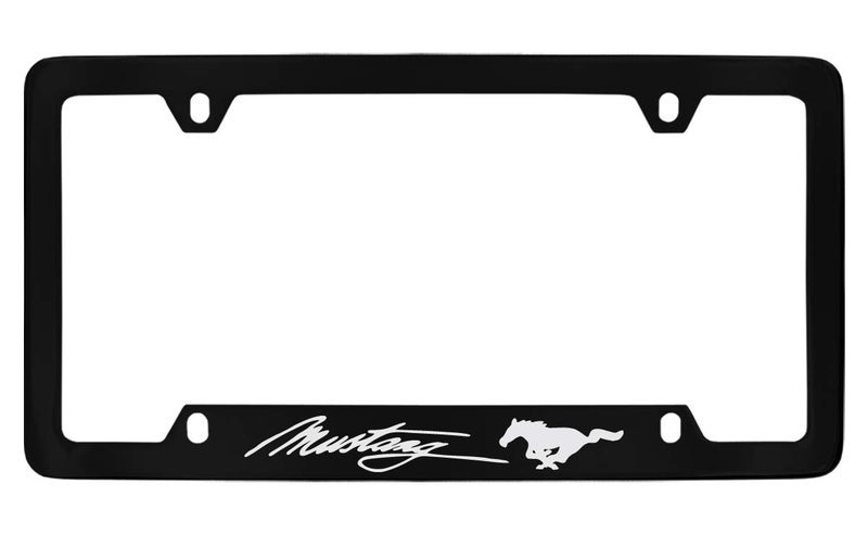Ford Mustang License Plate Frame Holder  4 Hole BlackBottom