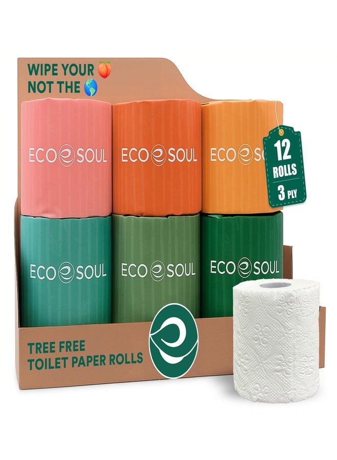 Eco Soul Premium Bamboo Toilet Paper 3 Ply | 12 Mega Rolls | 300 Sheets Each | FSC Certified Hypoallergenic, Textured & Skin-Friendly Septic-Safe Soft Bathroom Tissue Eco-Friendly Chemical & Dye Free - Image 1