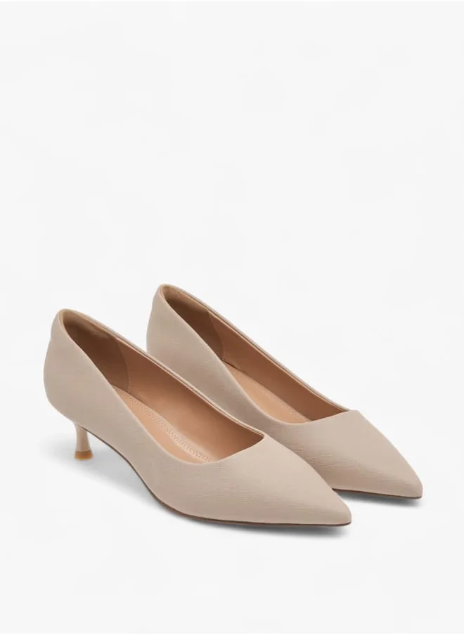 سيليست Womens Solid Slip-On Pumps With Pointed Toe And Kitten Heels