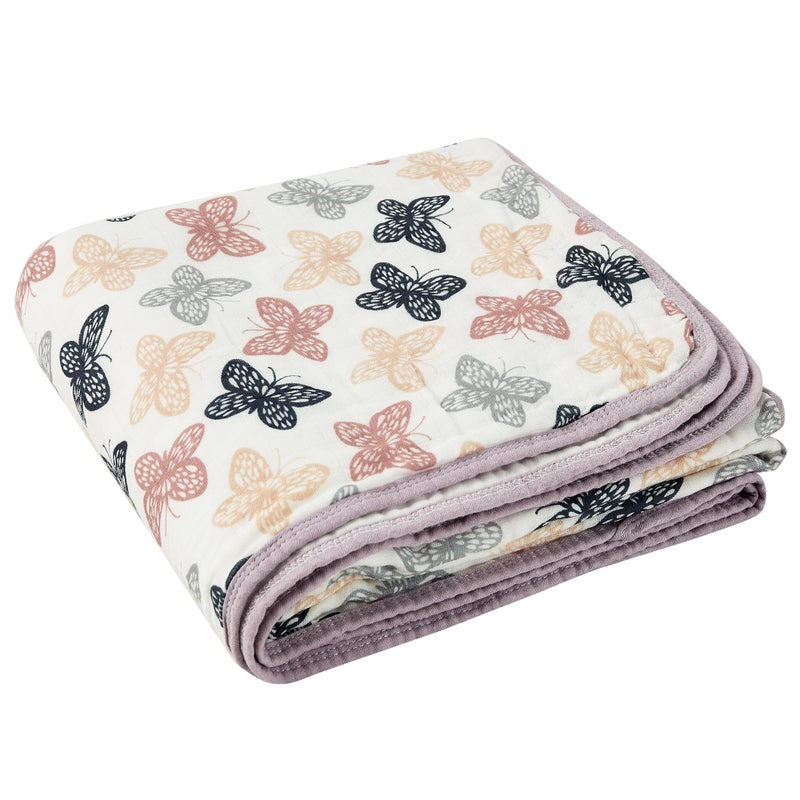ZPECC Muslin Toddler Blanket Thicker 47x47 Organic Cotton Kids Quilt Hypoallergenic for Baby Essentials Crib Stroller Daycare Cot Butterfly