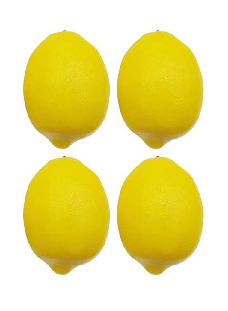 Generic 4Pcs Artificial Lemons,Fake Fruits，9.4 x 6.4cm Big Size,Vivid Faux Lemon Plastic Fake Yellow Lemons for Decoration Fake Fruit Bowl, Home Kitchen Table Cabinet Party Decor Photography Prop  - Image 1