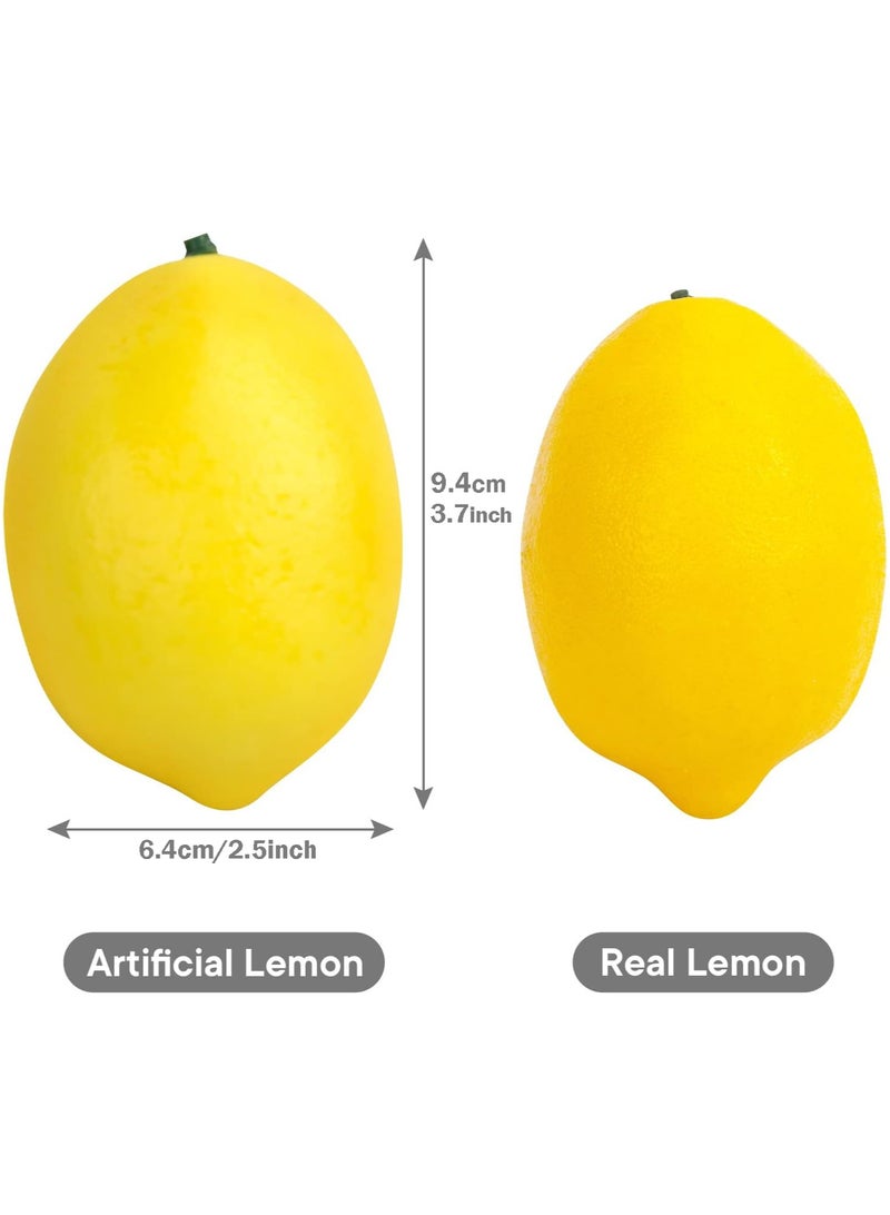 Generic 4Pcs Artificial Lemons,Fake Fruits，9.4 x 6.4cm Big Size,Vivid Faux Lemon Plastic Fake Yellow Lemons for Decoration Fake Fruit Bowl, Home Kitchen Table Cabinet Party Decor Photography Prop  - Image 2