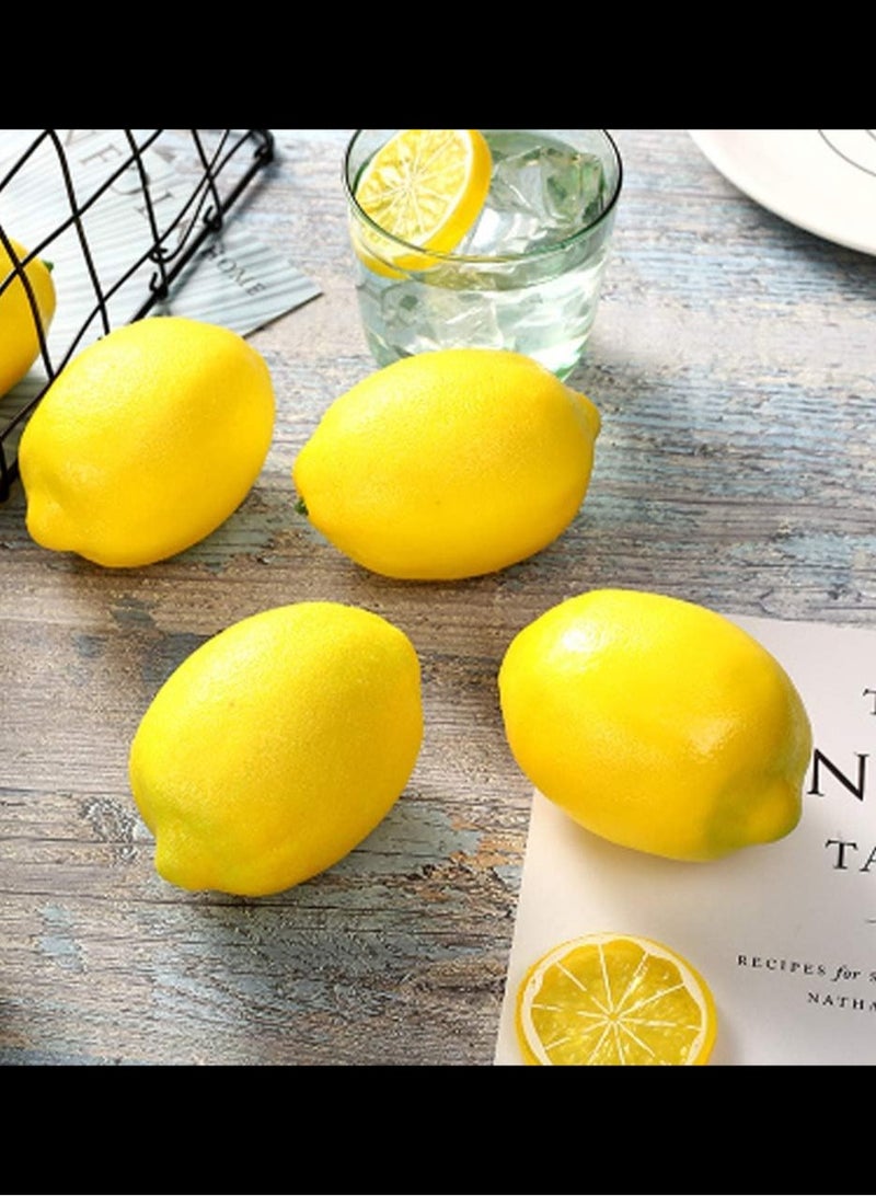 Generic 4Pcs Artificial Lemons,Fake Fruits，9.4 x 6.4cm Big Size,Vivid Faux Lemon Plastic Fake Yellow Lemons for Decoration Fake Fruit Bowl, Home Kitchen Table Cabinet Party Decor Photography Prop  - Image 4