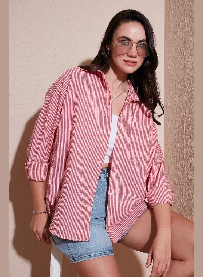 Lela Lela Regular Fit Long Sleeve Pocket Striped Shirt Women's SHIRT 6772895