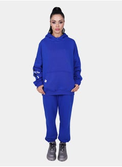 Flashmob Relaxed Fit Cotton Fleece Hoodie & Sweatpant Set - Blue  - Image 1