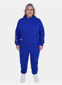 Flashmob Relaxed Fit Cotton Fleece Hoodie & Sweatpant Set - Blue  - Image 2