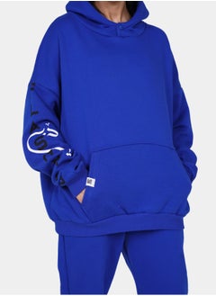 Flashmob Relaxed Fit Cotton Fleece Hoodie & Sweatpant Set - Blue  - Image 3