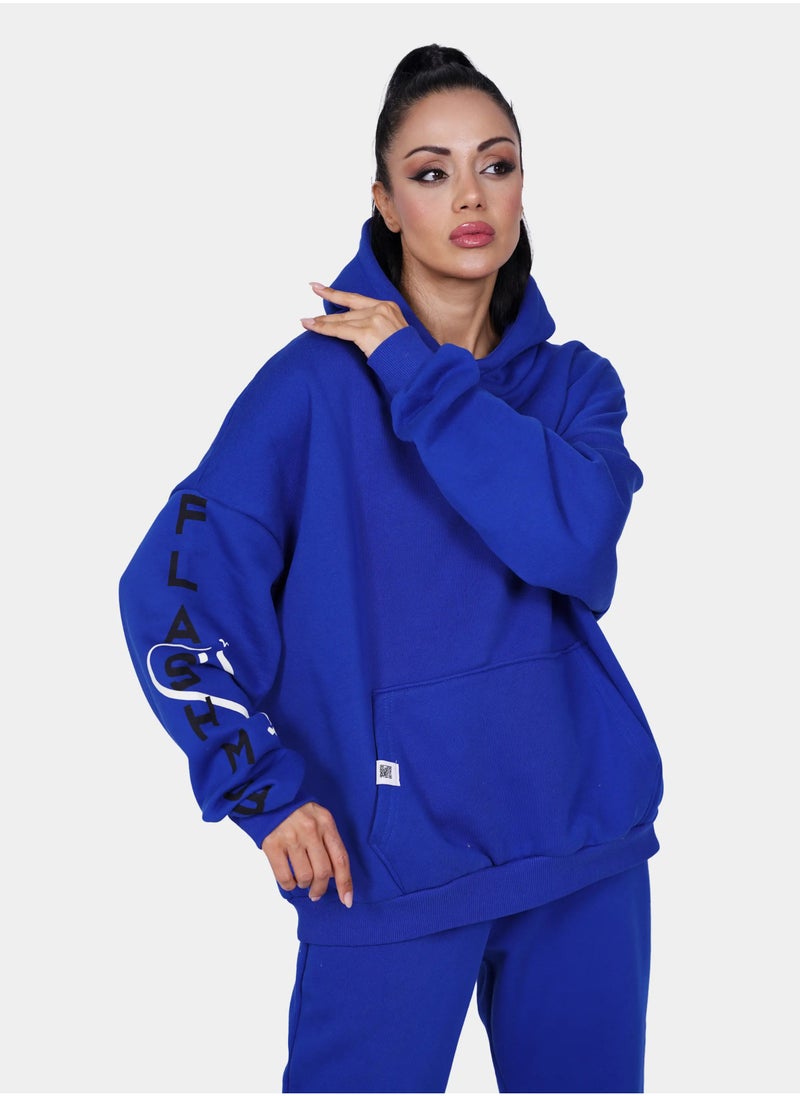 Flashmob Relaxed Fit Cotton Fleece Hoodie & Sweatpant Set - Blue  - Image 5