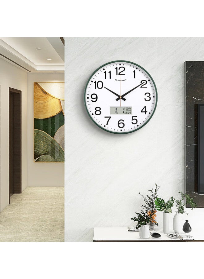 Compas (Compas) Wall Clock Living Room Simple Quartz Clock Wall Hanging Living Room New Clock 3588A Dark Green 35Cm - Image 2