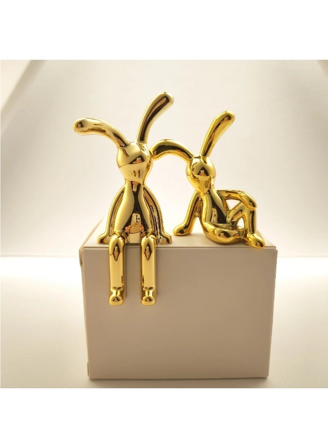  أورا سيليكت ديكورات سيارة أرنب، طقم زينة مكتب منزلي مكون من قطعتين لوحدة التحكم المركزية والشاشة والرف، مجسمات لطيفة ذات أرجل طويلة - Image 4