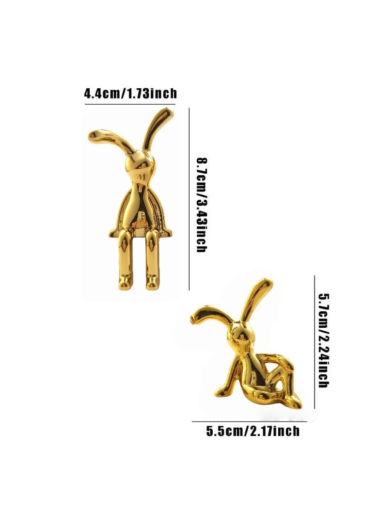  أورا سيليكت ديكورات سيارة أرنب، طقم زينة مكتب منزلي مكون من قطعتين لوحدة التحكم المركزية والشاشة والرف، مجسمات لطيفة ذات أرجل طويلة - Image 3