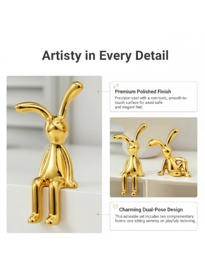  أورا سيليكت ديكورات سيارة أرنب، طقم زينة مكتب منزلي مكون من قطعتين لوحدة التحكم المركزية والشاشة والرف، مجسمات لطيفة ذات أرجل طويلة - Image 5