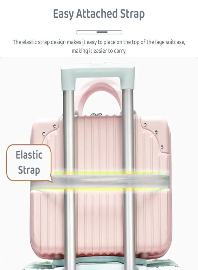 proxin حقيبة سفر بروكسين المحمولة ذات الغلاف الصلب لمستحضرات التجميل (14 بوصة)، حقيبة سفر يدوية صغيرة مزودة بشريط مطاطي، حقيبة صغيرة لحمل مستحضرات التجميل مناسبة للسفر بالقطار والتخييم (لون وردي) - Image 5