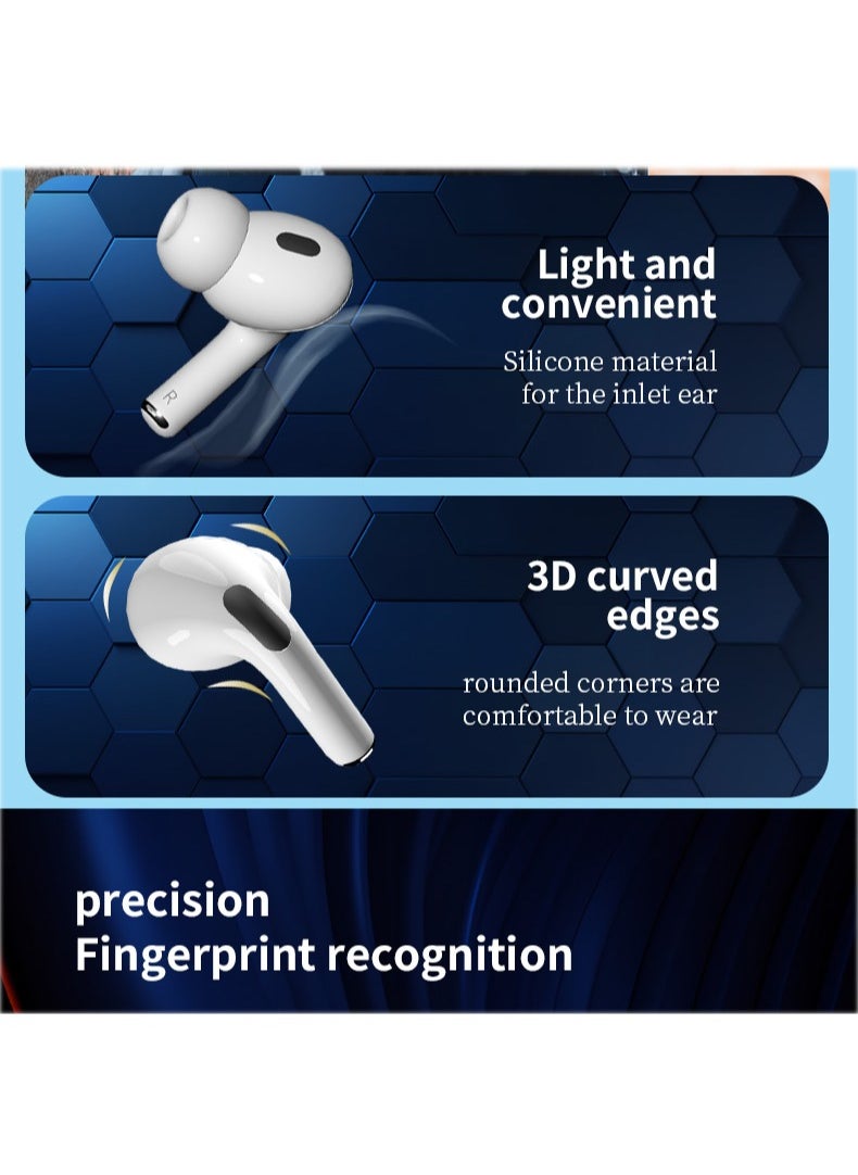 W&O - TWS Wireless Earbuds Bluetooth 5.3 Touch Ear Buds Active Noise Canceling with Touch LCD Power Display Compatible for Android iOS White - Image 1