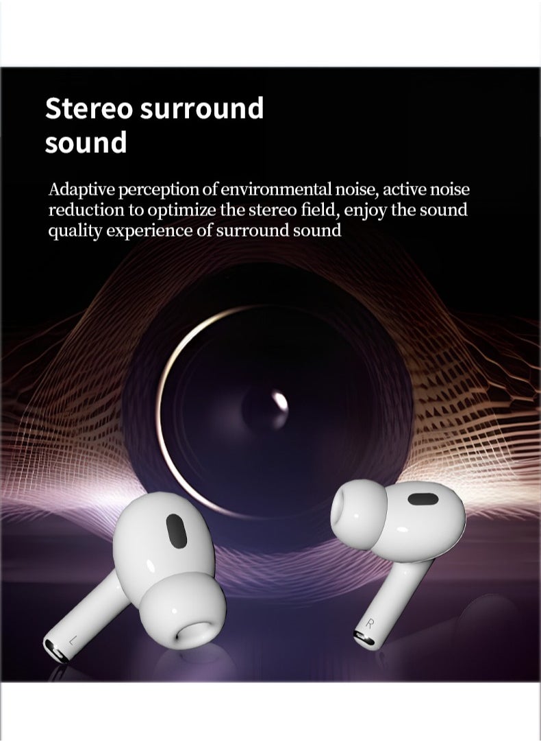 W&O - TWS Wireless Earbuds Bluetooth 5.3 Touch Ear Buds Active Noise Canceling with Touch LCD Power Display Compatible for Android iOS White - Image 1