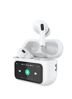 TWS Wireless Earbuds Bluetooth 5.3 Touch Ear Buds Active Noise Canceling with Touch LCD Power Display Compatible for Android iOS White