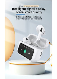 W&O TWS Wireless Earbuds Bluetooth 5.3 Touch Ear Buds Active Noise Canceling with Touch LCD Power Display Compatible for Android iOS White  - Image 2