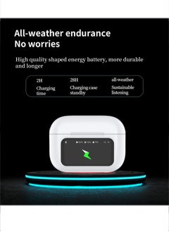 W&O TWS Wireless Earbuds Bluetooth 5.3 Touch Ear Buds Active Noise Canceling with Touch LCD Power Display Compatible for Android iOS White  - Image 4