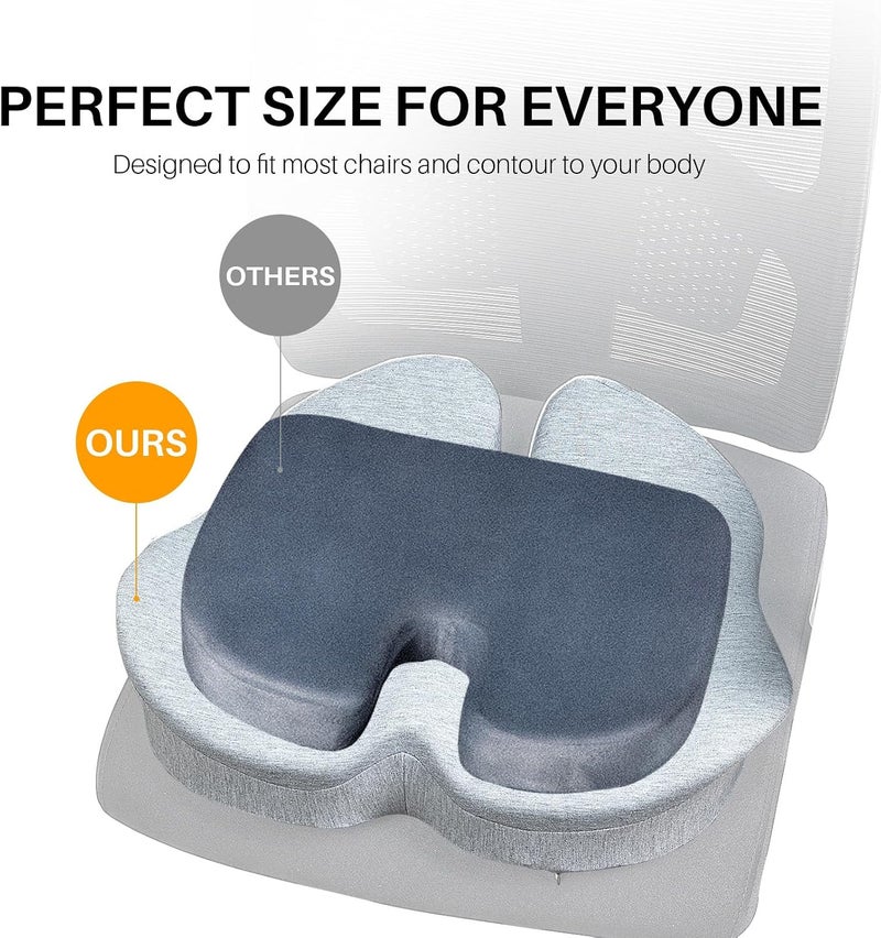 DAPOTUGI X Large Memory Foam Seat Cushion for Office Chair,for Back Support, Relief Sciatica & Tailbone Coccyx Pain Relief Cushion Pillow, for Long Sitting, for Car/Office Chair/Wheelchair (LightGray) - Image 2