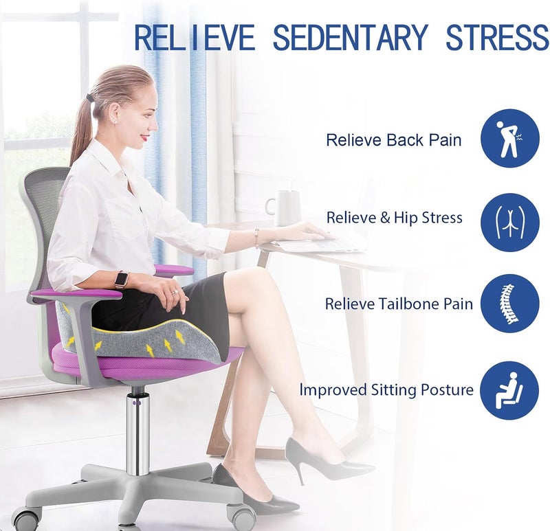 DAPOTUGI X Large Memory Foam Seat Cushion for Office Chair,for Back Support, Relief Sciatica & Tailbone Coccyx Pain Relief Cushion Pillow, for Long Sitting, for Car/Office Chair/Wheelchair (LightGray) - Image 4