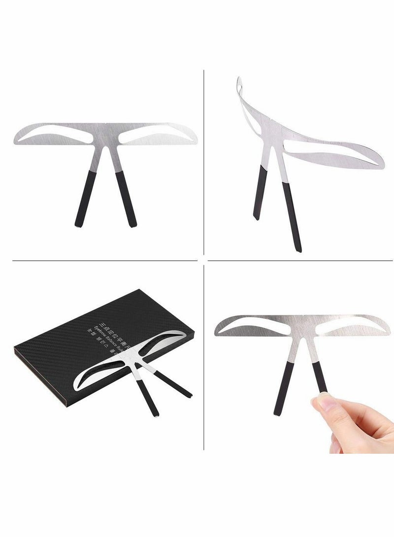 أداة قياس الحواجب، مجموعة قوالب تشكيل الحواجب، قالب مكياج دائم، أداة تشكيل بتصميم ثلاث نقاط، أداة مكياج من الفولاذ المقاوم للصدأ (شكل الحواجب بالطراز الأوروبي) - Image 3