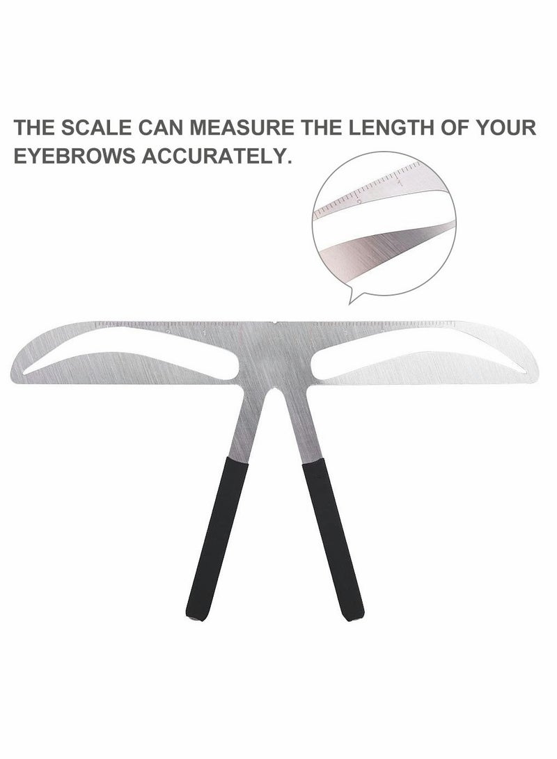 أداة قياس الحواجب، مجموعة قوالب تشكيل الحواجب، قالب مكياج دائم، أداة تشكيل بتصميم ثلاث نقاط، أداة مكياج من الفولاذ المقاوم للصدأ (شكل الحواجب بالطراز الأوروبي) - Image 5