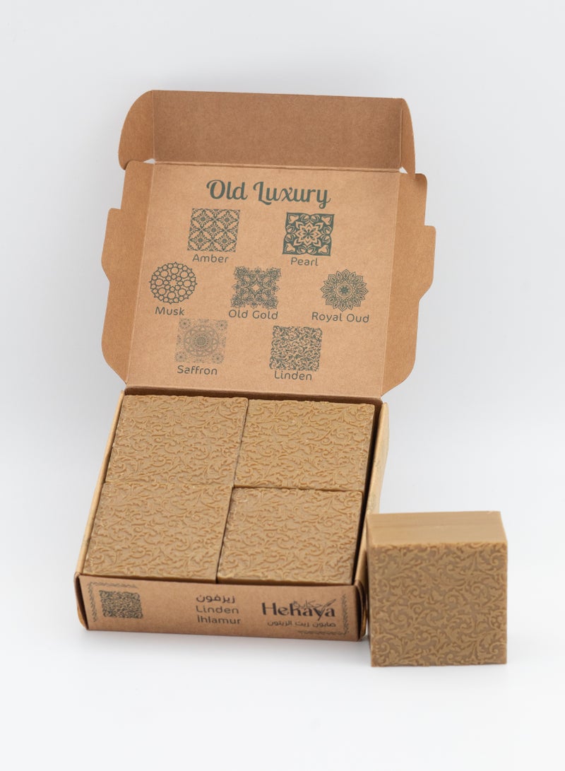 Hekaya Linden Natural Soap Turkish Made Natural Soap with Pure Olive Oil and Linden Scent 4 soaps in a 500 grams box - Image 1