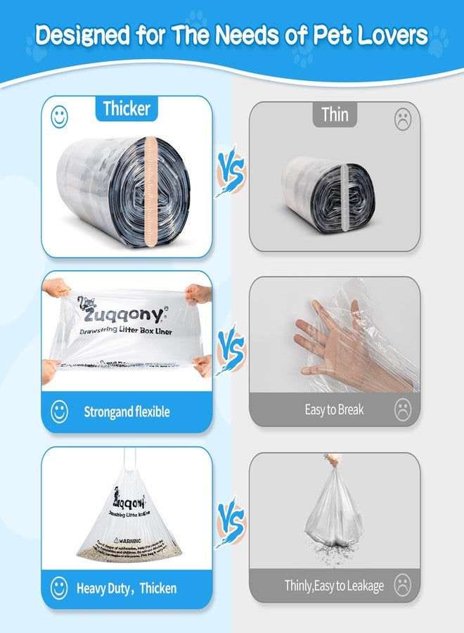 Zuqqony 50 Count Drawstring Litter Box Liners Compatible with Litter Robot 4 & 3 - Thickened Leak-Proof Cat Litter Waste Bags, Pre-Separated Clear Design (25.8" x 21"), Odor Control Cat Litter Liners - Image 4