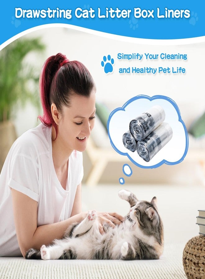 Zuqqony 50 Count Drawstring Litter Box Liners Compatible with Litter Robot 4 & 3 - Thickened Leak-Proof Cat Litter Waste Bags, Pre-Separated Clear Design (25.8" x 21"), Odor Control Cat Litter Liners - Image 2