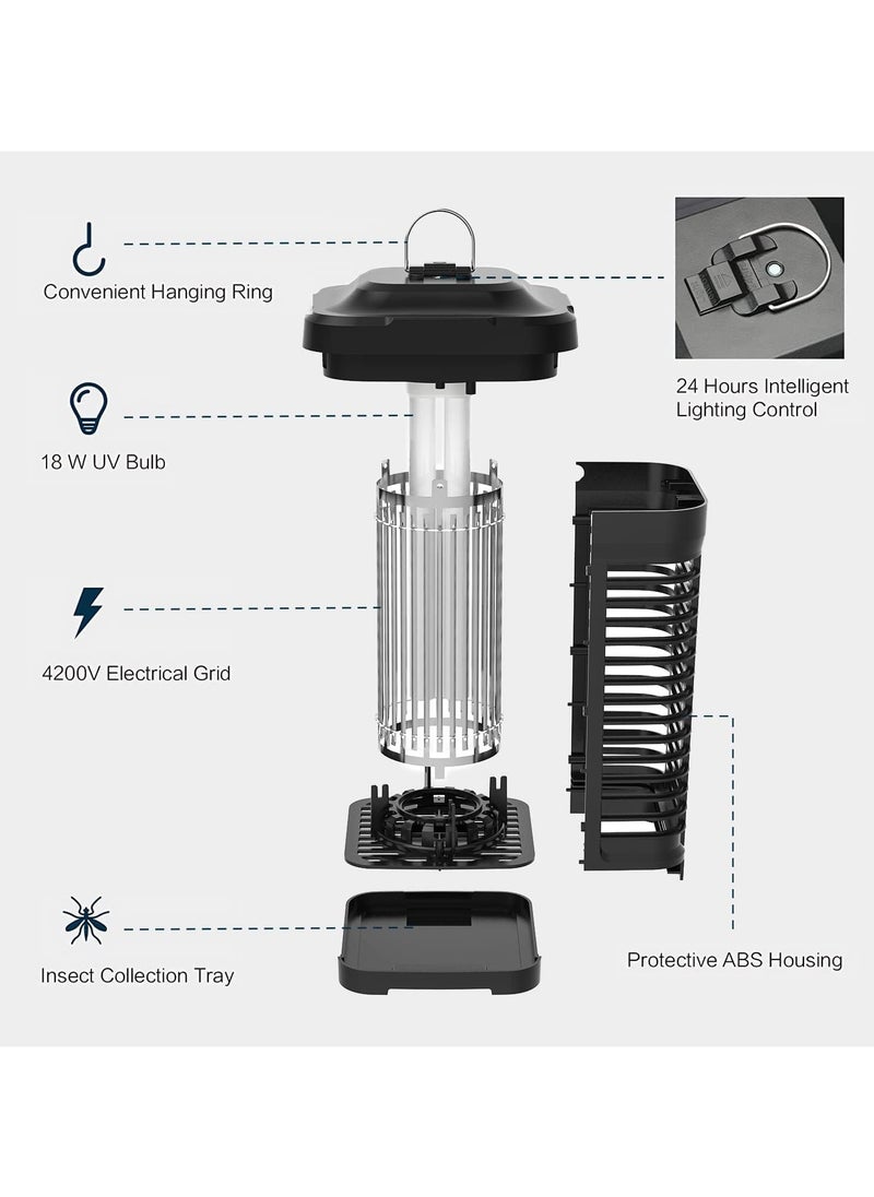 KINGMAZI - Upgraded Bug Zapper with Light Sensor,Flying Insects Killer 4200V High Powered Waterproof Zapper for Outdoor and Indoor,Electronic Mosquito Trap for Home, Garden ,Effective Range 2300 Sq.Ft - Image 1