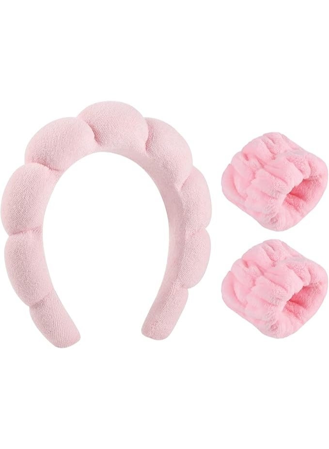 Skincare Headbands – Soft Sponge Spa Headband for Women, Pink and Multicolor Makeup Hair Band, Elastic Face Washing Headband for Beauty Routines, Spa, and Daily Use - Image 1