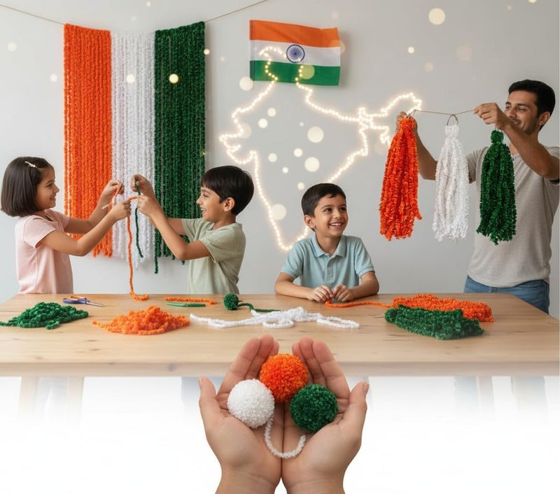 The Brown Box Rangoli making Kit — 6-Colour Feather Wool Yarn Set (50gm each) + 20×20 inch Black Base Cloth + Fabric Glue — DIY Woolen Rangoli Mat, Republic day Decoration Material, Fur wool yarn,Makar Sankranti decoration - Image 2
