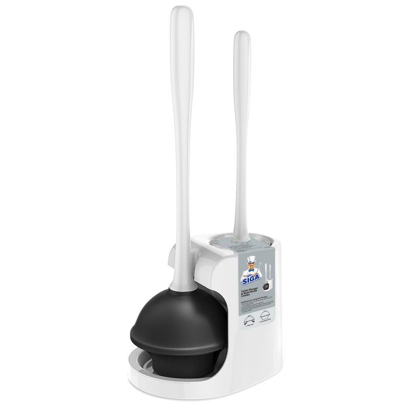 MRSIGA Toilet Plunger and Bowl Brush Combo for Bathroom Cleaning White 1 Set