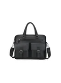 Mobcos 2 Pocket Leather Bag Black