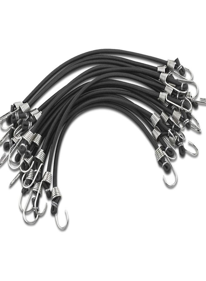 yuntop 15 Pack Heavy Duty Bungee Cords with Hooks 11 Inch Mini Rubber Bungee Cord Elastic Bungee Straps for Outdoor Camping Small Stretchy Cord for Luggage Roof Racks Tents Tarps Bikes Car Rvs (Black) - Image 1