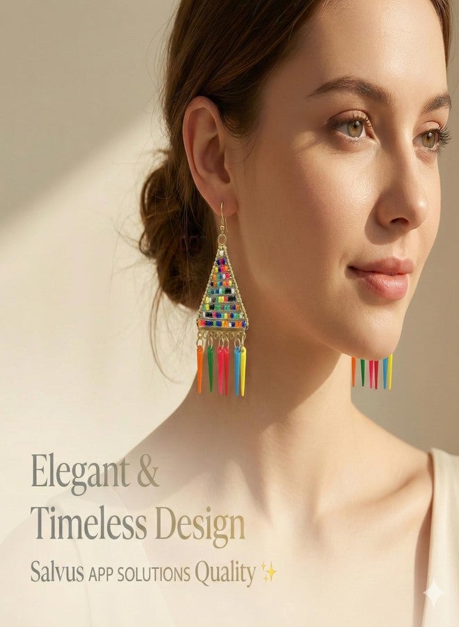 Salvus APP SOLUTIONS Stylish Earrings for Girls - Elevate Your Fashion with Elegance (Multicolor_2x3 Inch) - Image 4