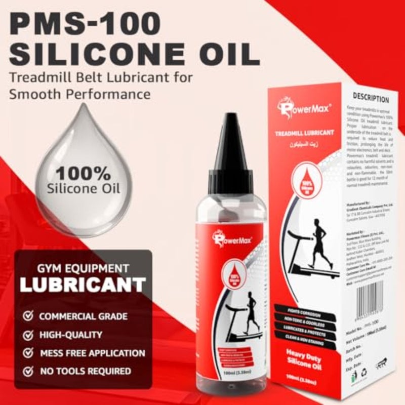 زيت سيليكون PMS-100 لتشحيم سير جهاز المشي، 100 مل، نقي 100%، بدون رائحة، بدون مواد دافعة، تغطية كاملة، غطاء فوهة سهل الاستخدام - Image 2