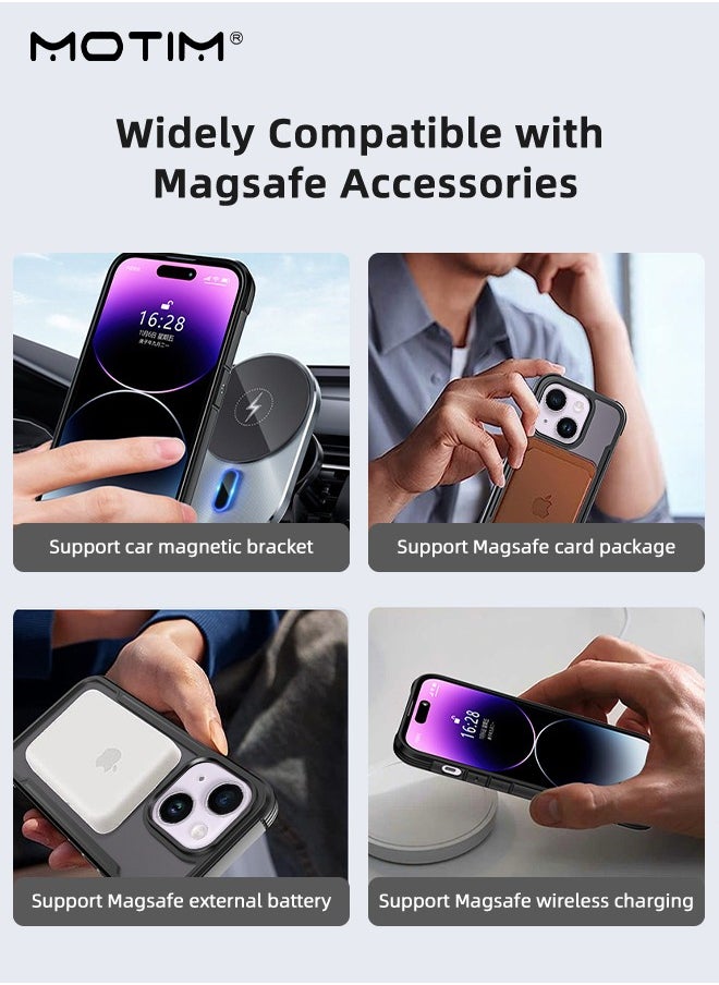 Motim - iPhone 15 Plus Magsafe Case, N52 Magnetic Back Cover with Kickstand Clear Matte Back Magnetic Drop Protection Phone Case, Shockproof Anti-Scratch - Image 1