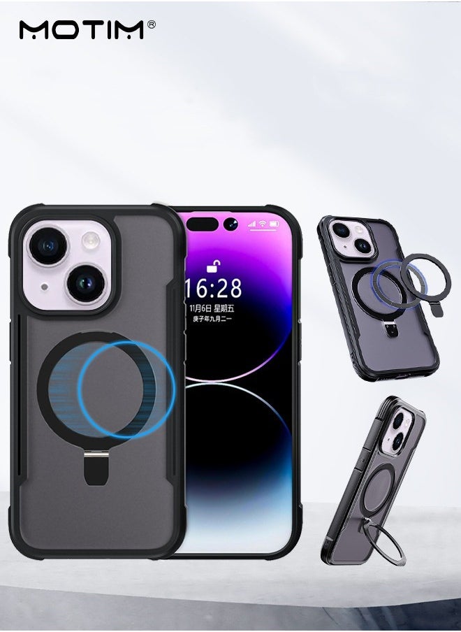 Motim - iPhone 15 Plus Magsafe Case, N52 Magnetic Back Cover with Kickstand Clear Matte Back Magnetic Drop Protection Phone Case, Shockproof Anti-Scratch - Image 1