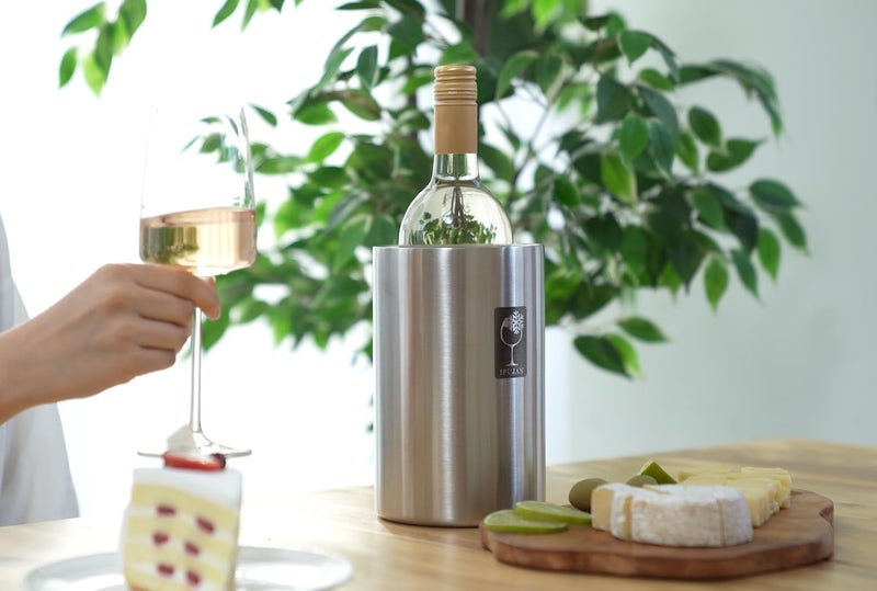 IPUJAN Wine Chiller Bucket with Stainless Ice Stone - Champagne Bucket for 750ml Single Bottle Cold up to 5 Hours - Iceless Insulated Double Walled White Wine Cooler Bucket (Silver) - Image 5