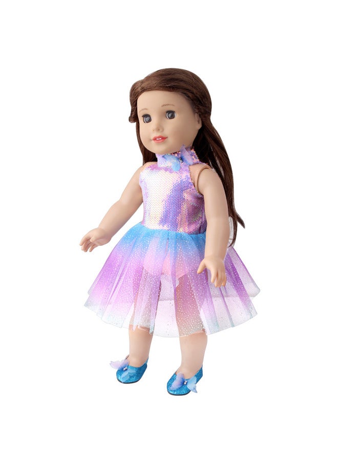 2023 18 Inch American Girl Doll erfly Princess Dress 43cm Doll Toy Mesh Even-Color:Violet - Image 3